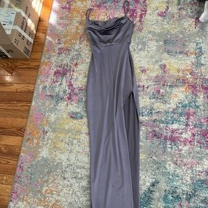 Long light purple dress with side slit